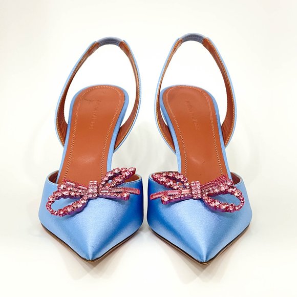 Amina Muaddi Rosie Crystal Bow Pumps- Size 395 - Picture 3 of 11